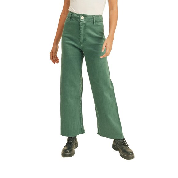 Miou Muse High Waist Wide Leg Frayed Hem Jeans - Picture 1 of 10